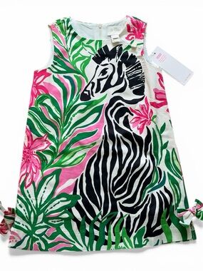 Lilly Pulitzer Girls Tropical Zebra Print Shift Dress